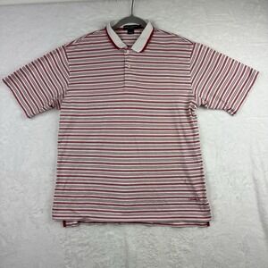 Daniel Cremieux Collection Large Mens Polo Shirt Red White Stripe Short Sleeve